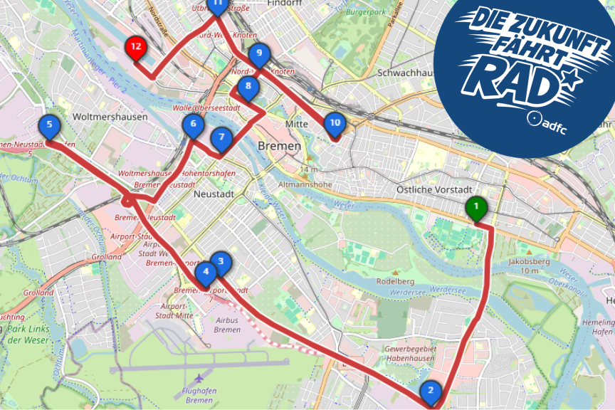 Demoroute der ADFC-Fahrraddemo