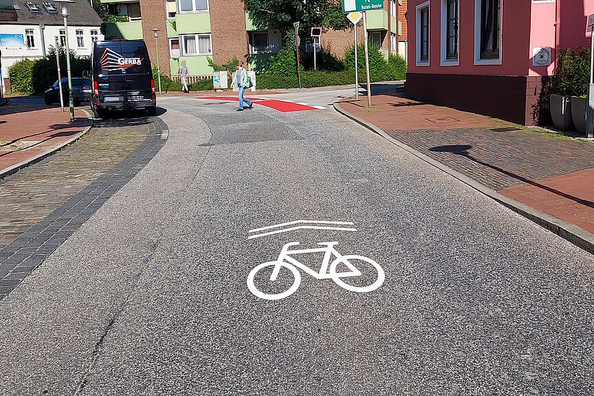 Sharrows in der Lange Straße Sharrows in der Lange Straße