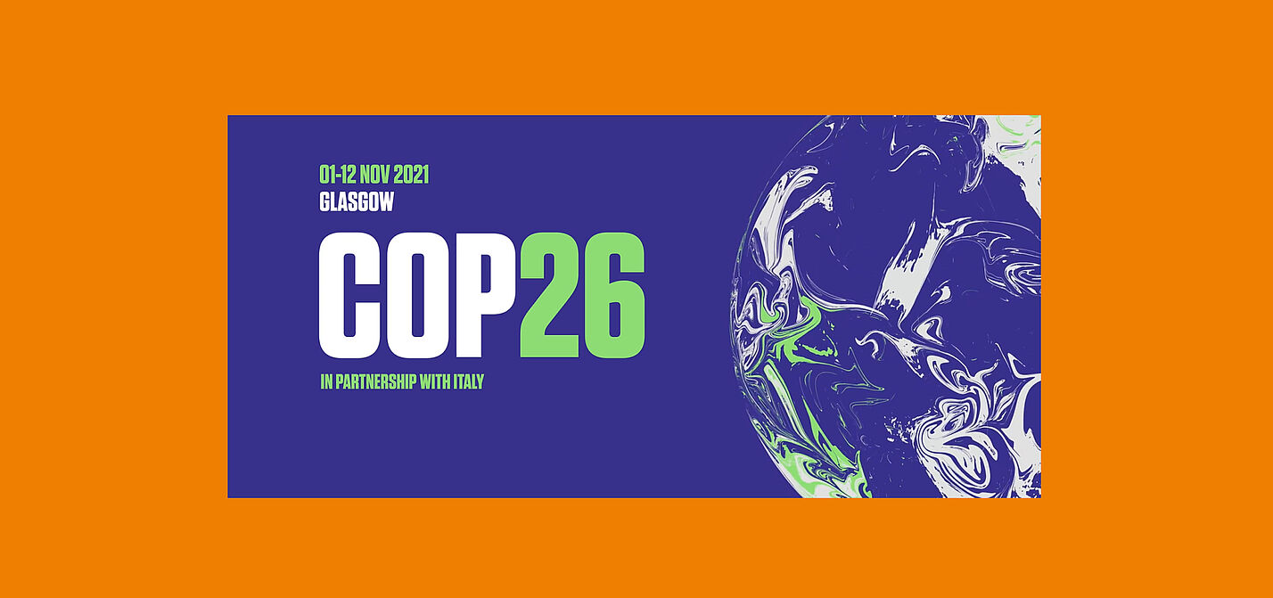 Logo der UN-Weltklimakonferenz 2021 (COP26) Logo der UN-Weltklimakonferenz 2021 (COP26)